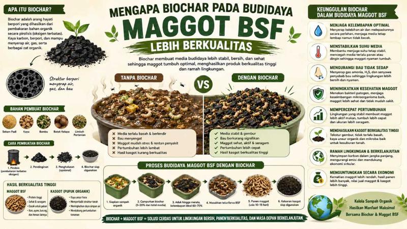 Biochar Meningkatkan Kualitas Maggot BSF